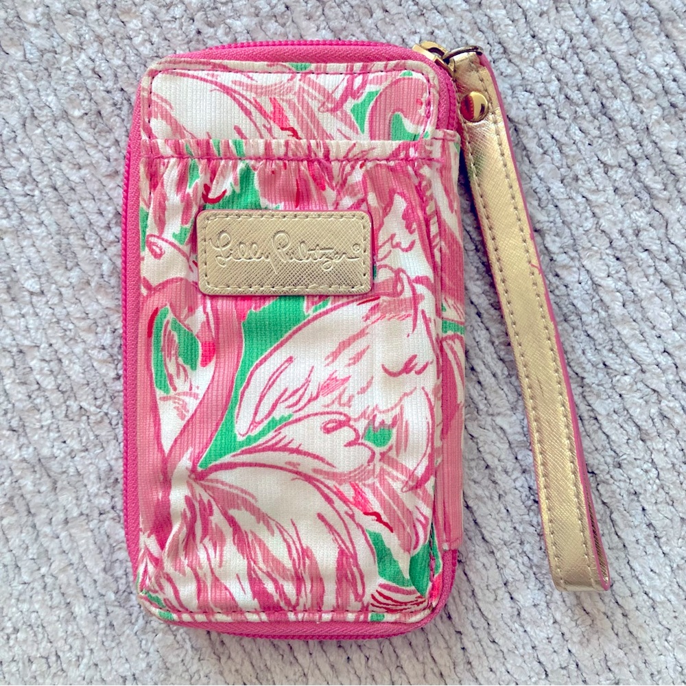 Lilly Pulitzer Pink and Green Wristlet Wallet